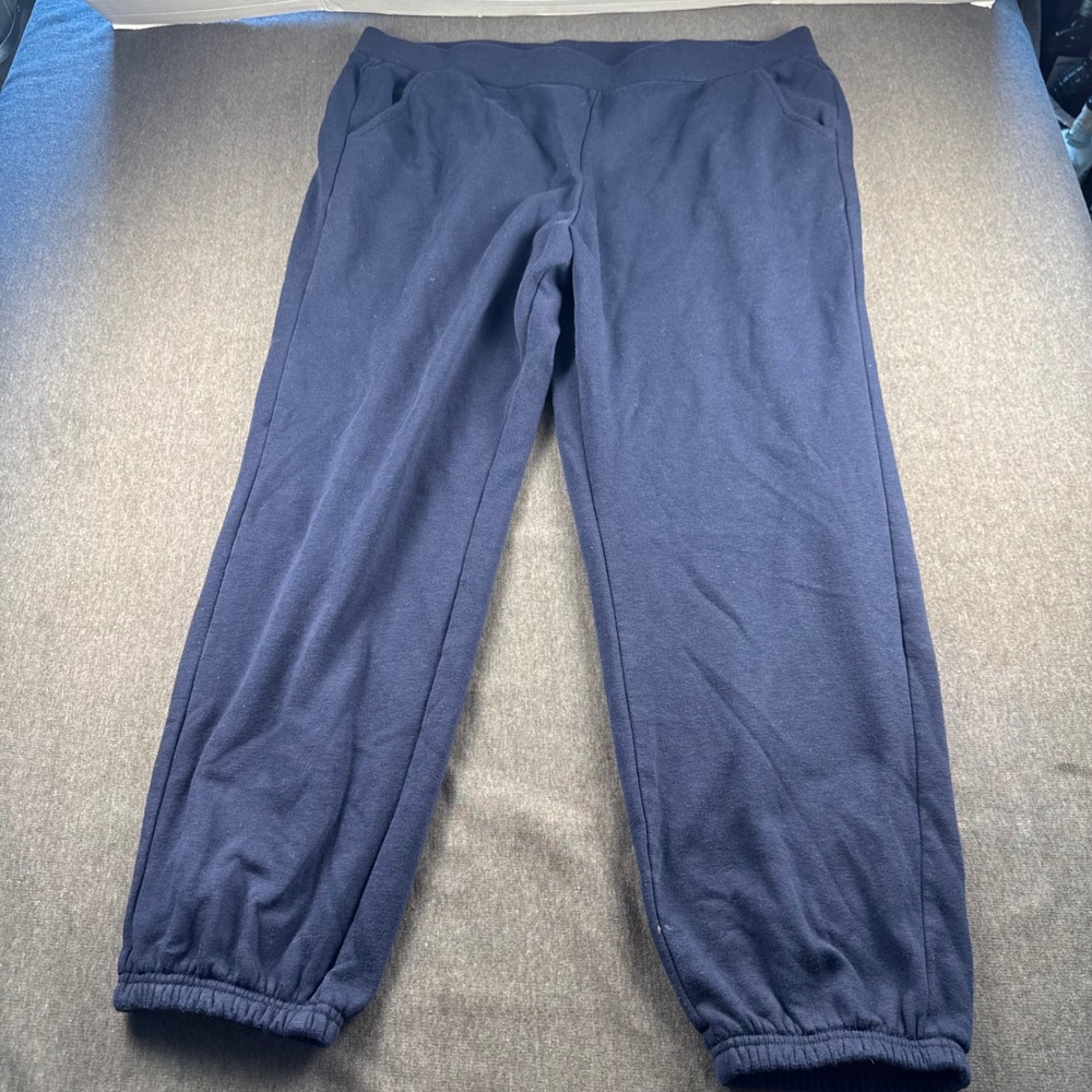 Athletic Works Navy Blue Fleece Lined Sweatpants Joggers XL 16-18 Pockets